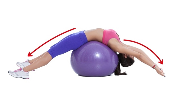 Spinal stretch on the swiss ball