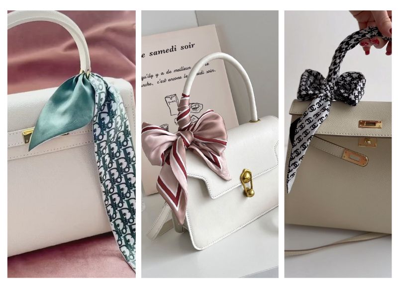 Buộc túi xách bằng khăn twilly