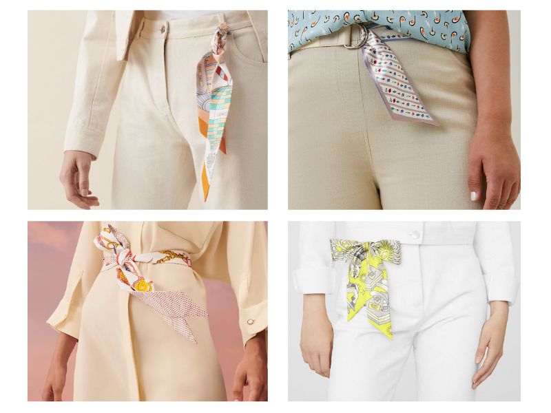 Quấn khăn twilly làm thắt lưng