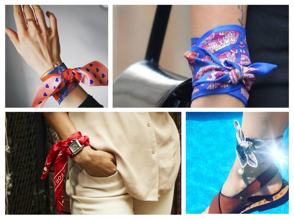 Quấn khăn twilly quanh cổ tay