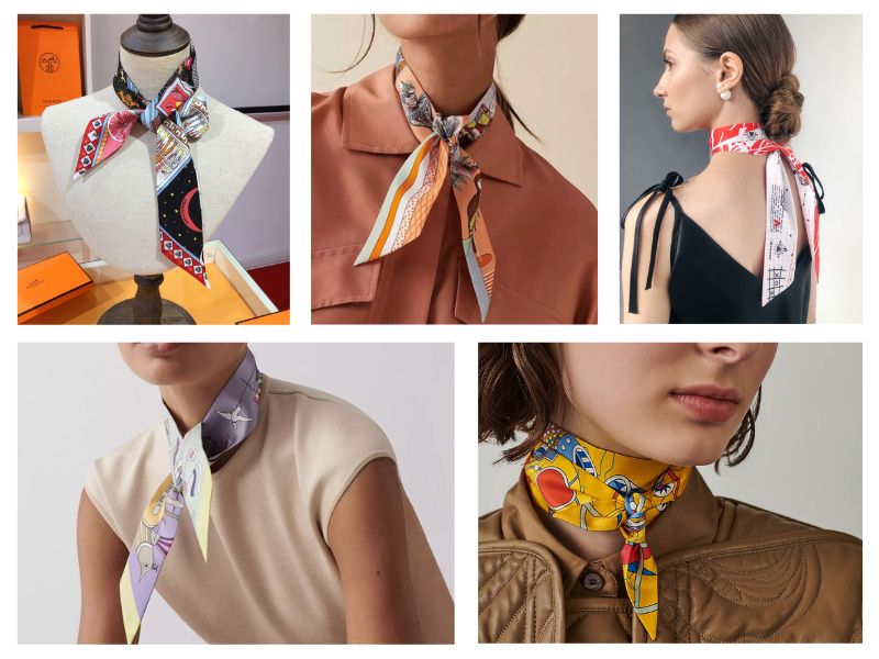 Cách thắt khăn twilly thành nơ 