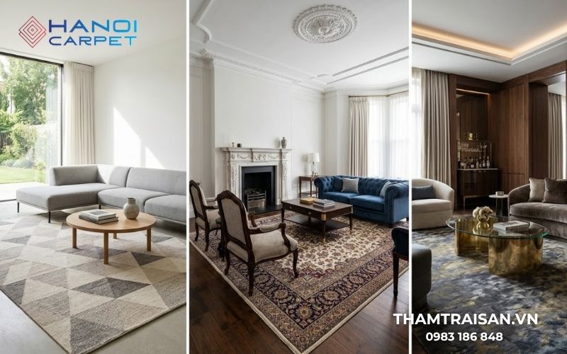 Những chất liệu thảm phòng khách đáng cân nhắc 