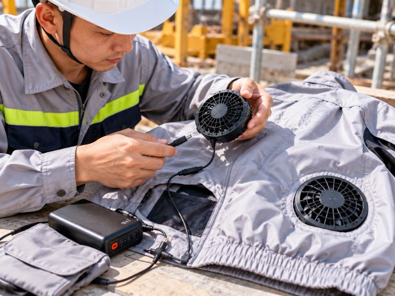 Cách sử dụng áo chống nóng gắn quạt